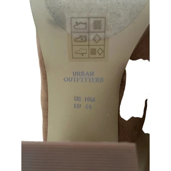 Urban Outfitters Taupe Faux Suede Platform Block‎ Heel Slip On Mule Sandals 10M - Picture 4 of 8